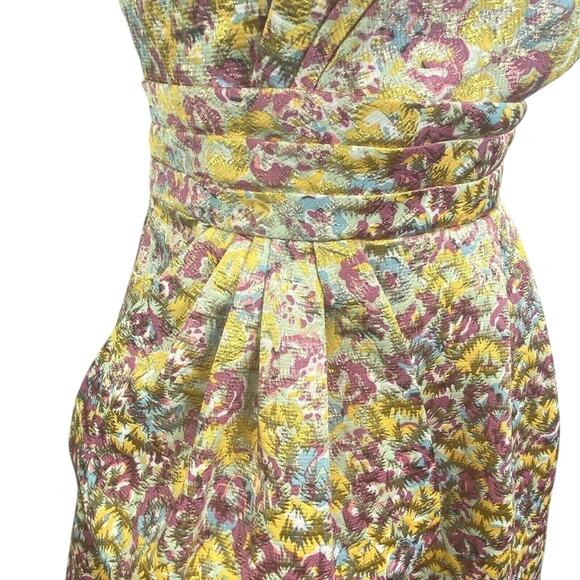 Zac Posen Target Floral Brocade Mini Dress Gold Size 5 Sleeveless Party Cocktail - Picture 7 of 11